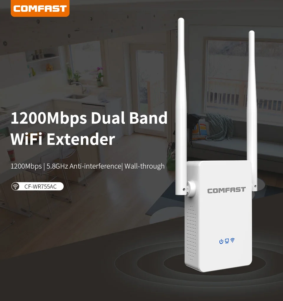 

Comfast 1200 Мбит/с Wi-Fi повторитель беспроводной Wi-Fi расширенный усилитель 2,4G/5G двухдиапазонный сетевой усилитель сигнала дальнего действия Wi-Fi маршрутизатор