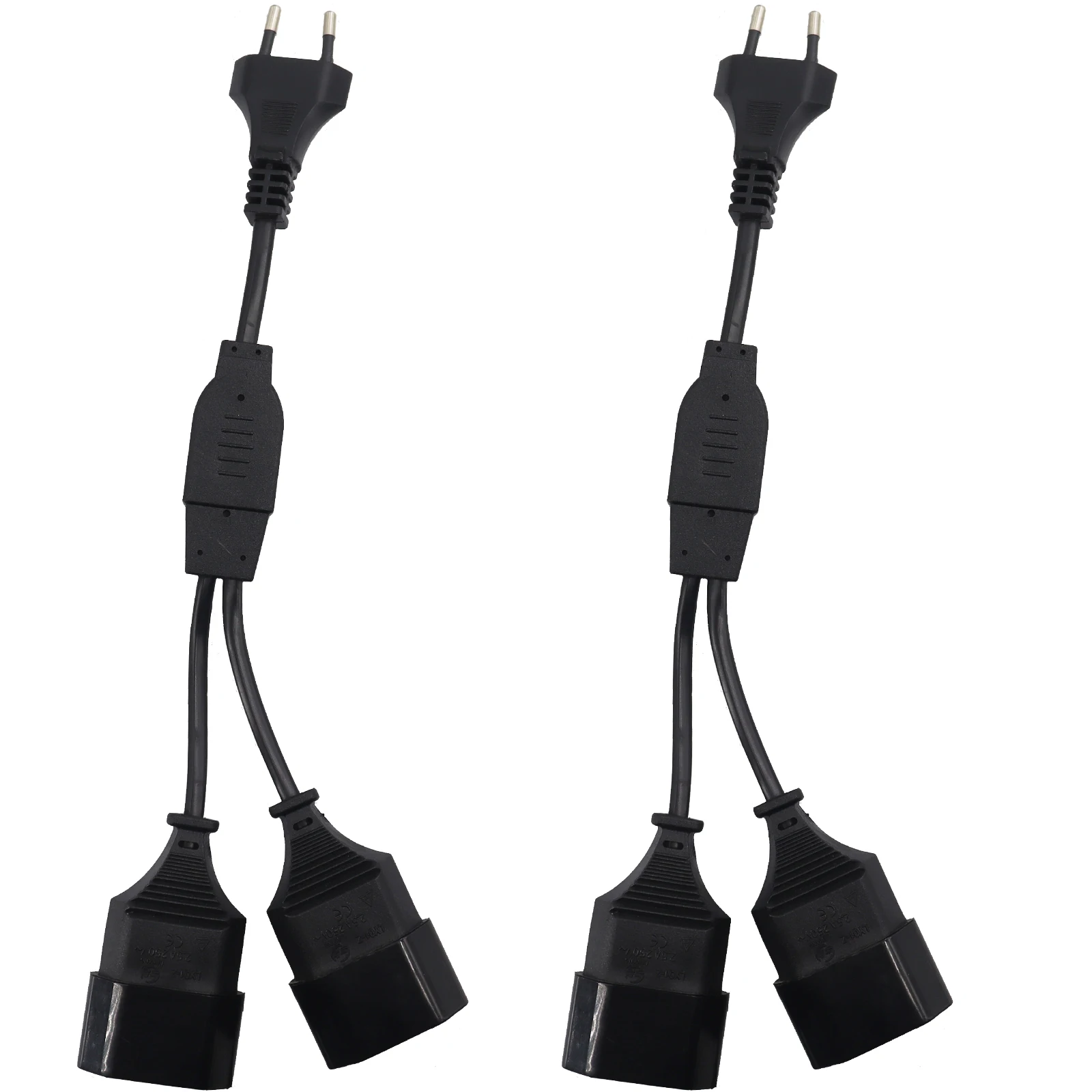 2pcs European Extension Cord, 2prong Male plug to Female Socket Power Extension Cable 8A/250V Splitter Electric Wire