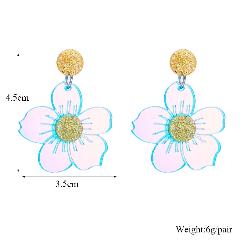 YAOLOGE Creative Dazzling Flowers Drop Earrings For Women Girl Fashion New Laser Acrylic Jewelry Lady Gift Party серьги женские