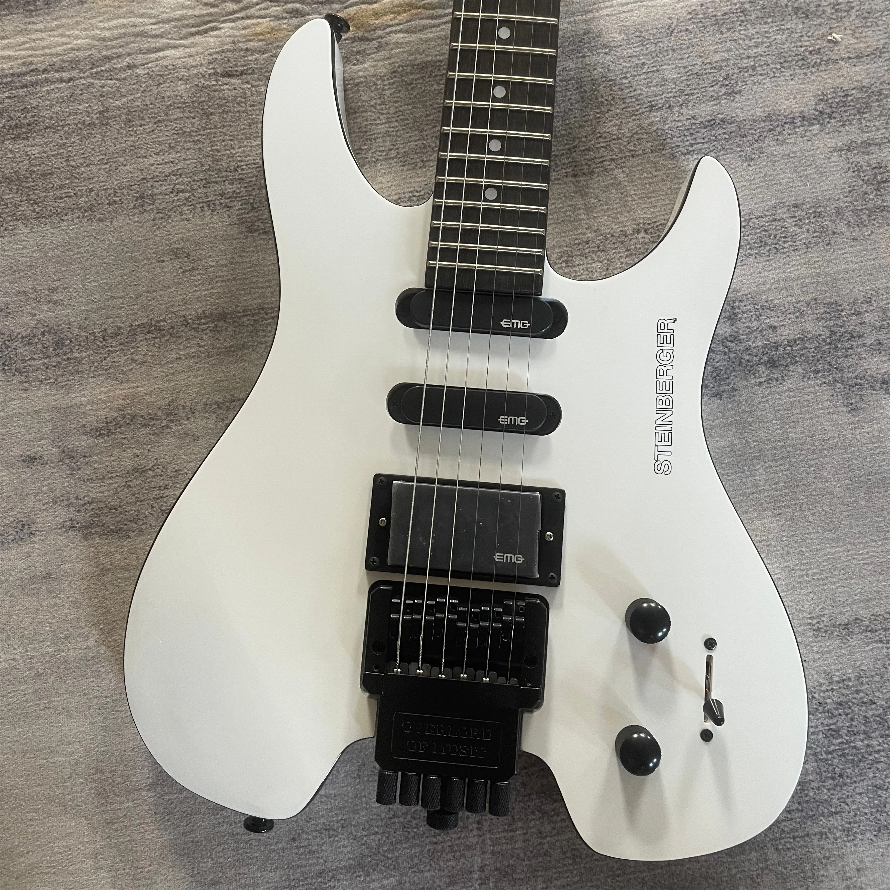 White Headless Electric Guitar 24 Frets SSH Pickups Satin Finished Floyed Rose Bridge Steinberger Delivery Included Gift