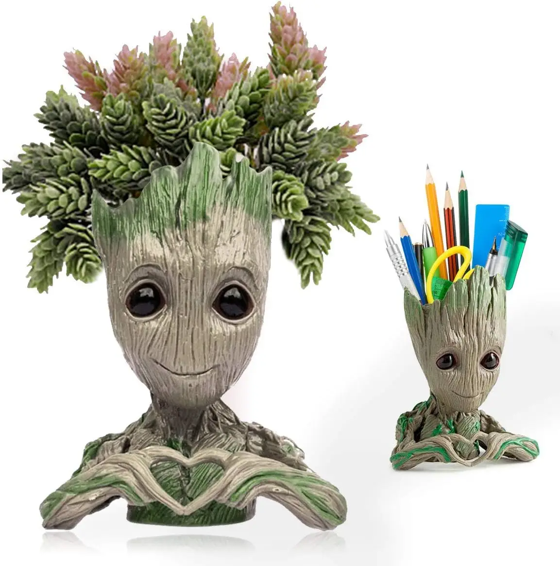 Cute Succulent Planter with Pen Holder, 6x4 Inch Indoor Plant Pot for Desktop Decor and Kids Gifts