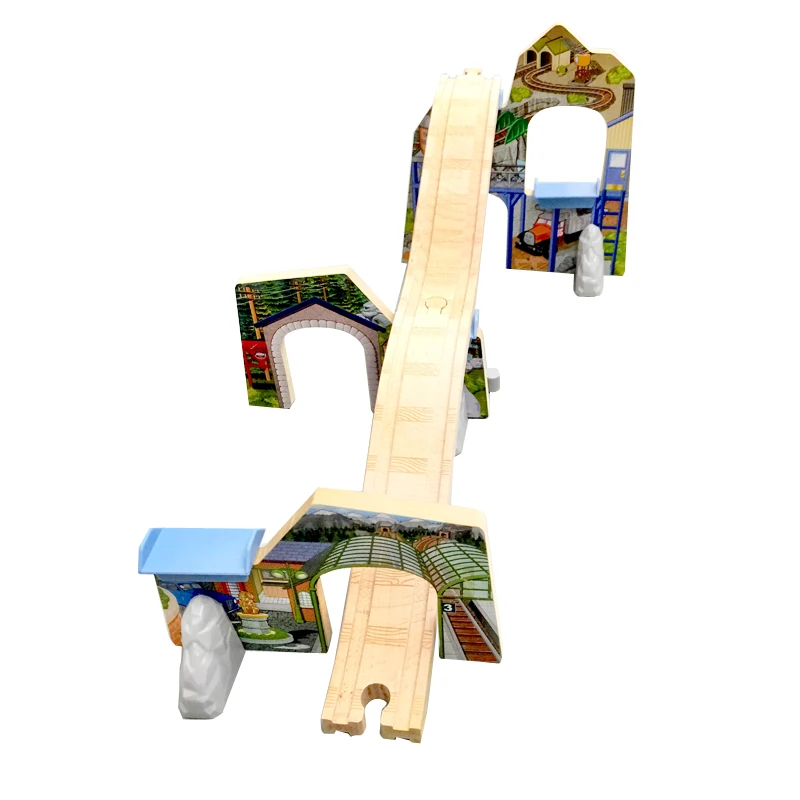 Free Shipping Toy Viaduct Accessories Portfolio Wood Luxury Child Train Over Three Years Old Track  Special Scene Gift