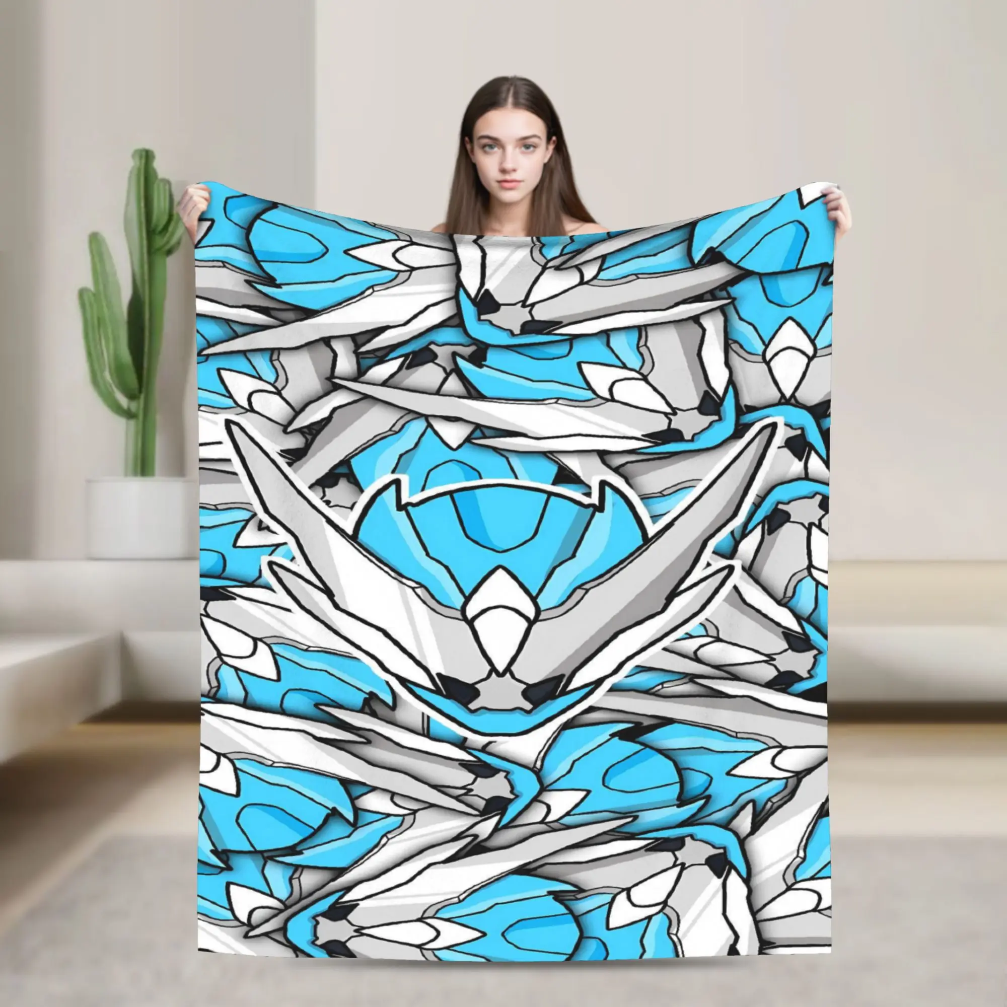 Light Blue Lineart Kamen Rider Manga Flannel Blanket  Super Warm Throw Blanket for Couch Chair Fluffy Bedspread Sofa Bed Cover
