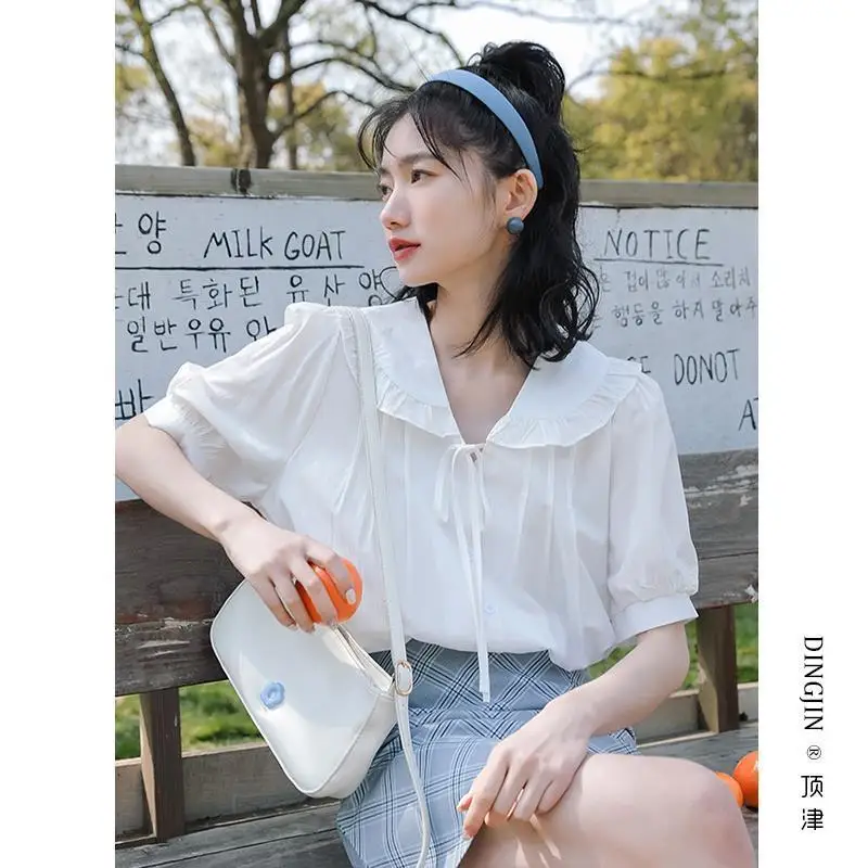 

Designer Chic Women's Short Sleeved Blouse Summer Thin Style New French Fresh