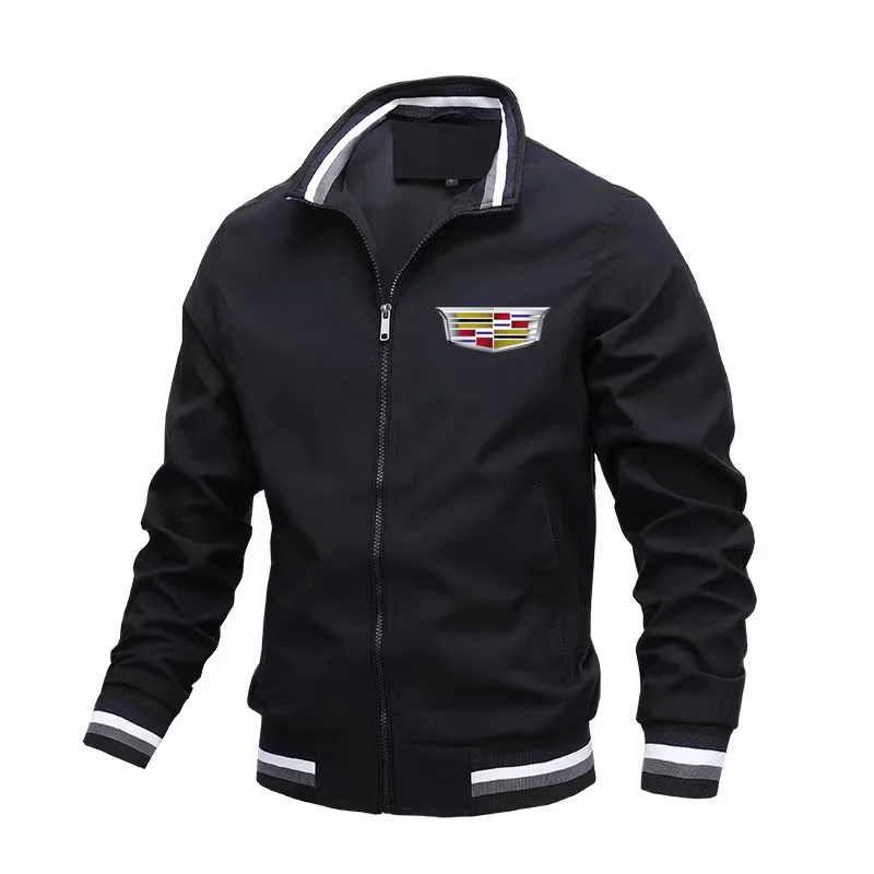 

Fall/Winter Simple Cadillac Jacket with Collar and Zipper - Motorcycle-style Outerwear for Casual Wearing