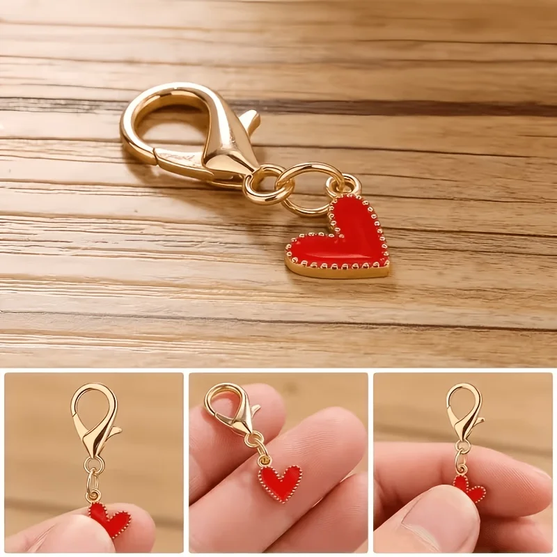 36-teiliges Herz-Schlüsselanhänger-Set, Legierungsanhänger, Rot, Rosa, Weiß, Taschendekoration, Geschenk für Frauen und Mädchen, Auto-Schlüsselanhänger-Zubehör – Detail 4