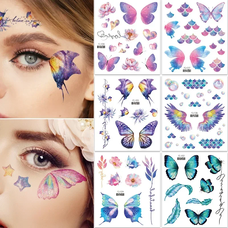 12PCS Butterfly Tattoo Sticker Temporary Tattoos Children Mini Waterproof Tattoos for Kids GlitterTransfer Tattoos Stickers