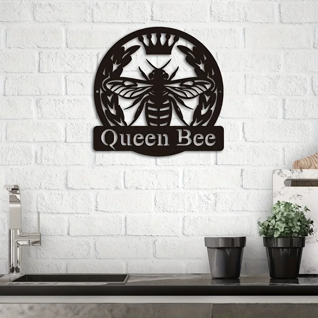 HELLOYOUNG Bee Queen монограмма металлическая настенная подвесная вывеска идеальное настенное Искусство Декор для вашего патио сада или новоселье подарок искусство