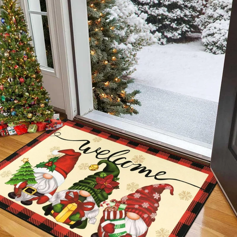 Christmas doormat gnome welcome mat snowflake decoration porch mat 61X90cm