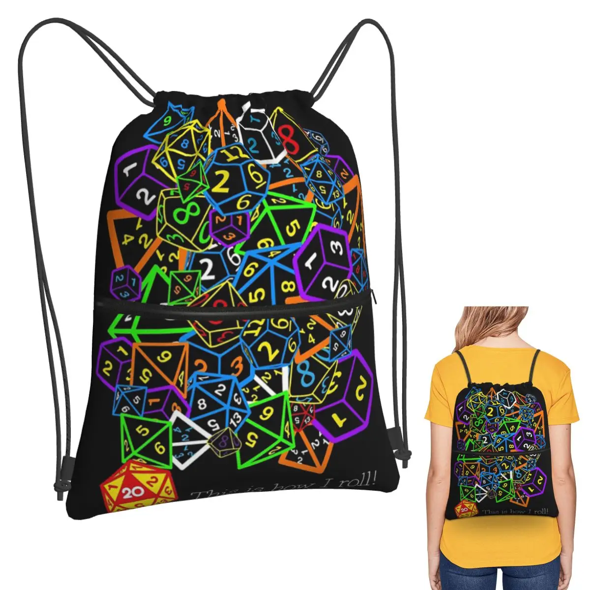 

D&D (Dungeons And Dragons) - This Is How I Roll Рюкзаки Портативные сумки на шнурке Спортивная сумка Сумки для книг для путешествий в школе