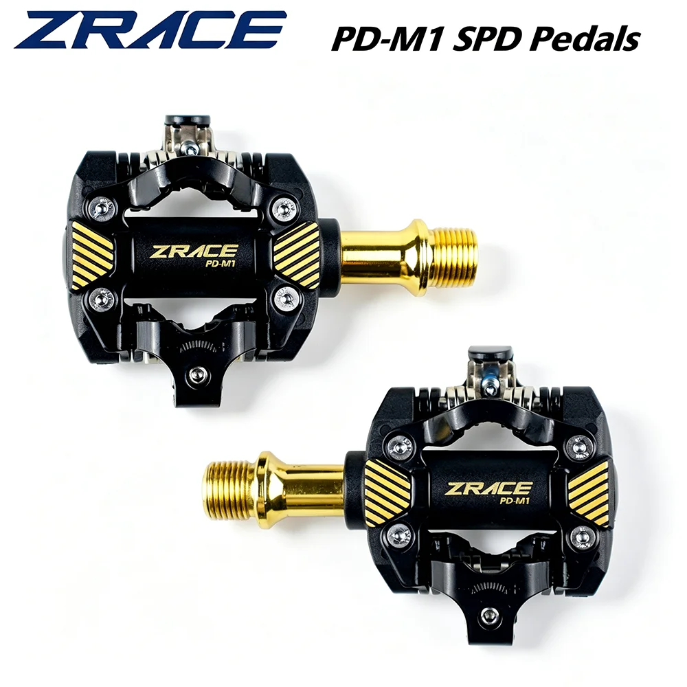 ZRACE PD-M1 SPD Pedals - GOLD, Self-Locking Pedals MTB Components Using for Bicycle Racing Mountain Bike, 332g
