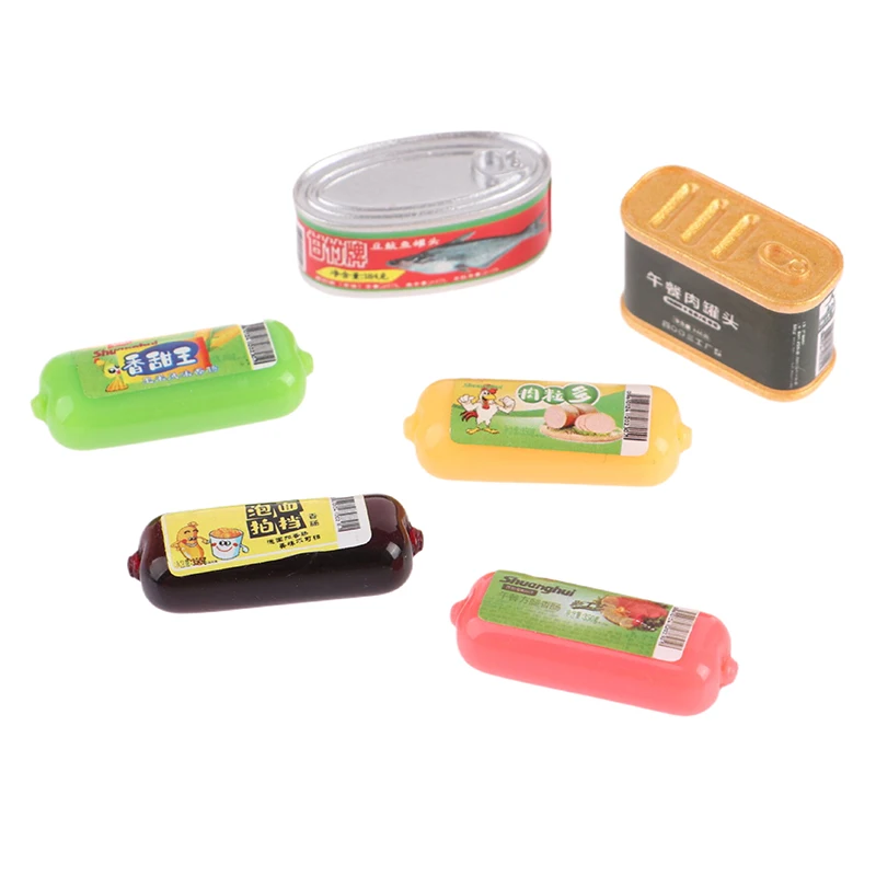 5Pcs 1:12 Dollhouse Simulation Ham Canned Dollhouse Miniature Food Decoration Dolls House Accessories Pretend Play Toys