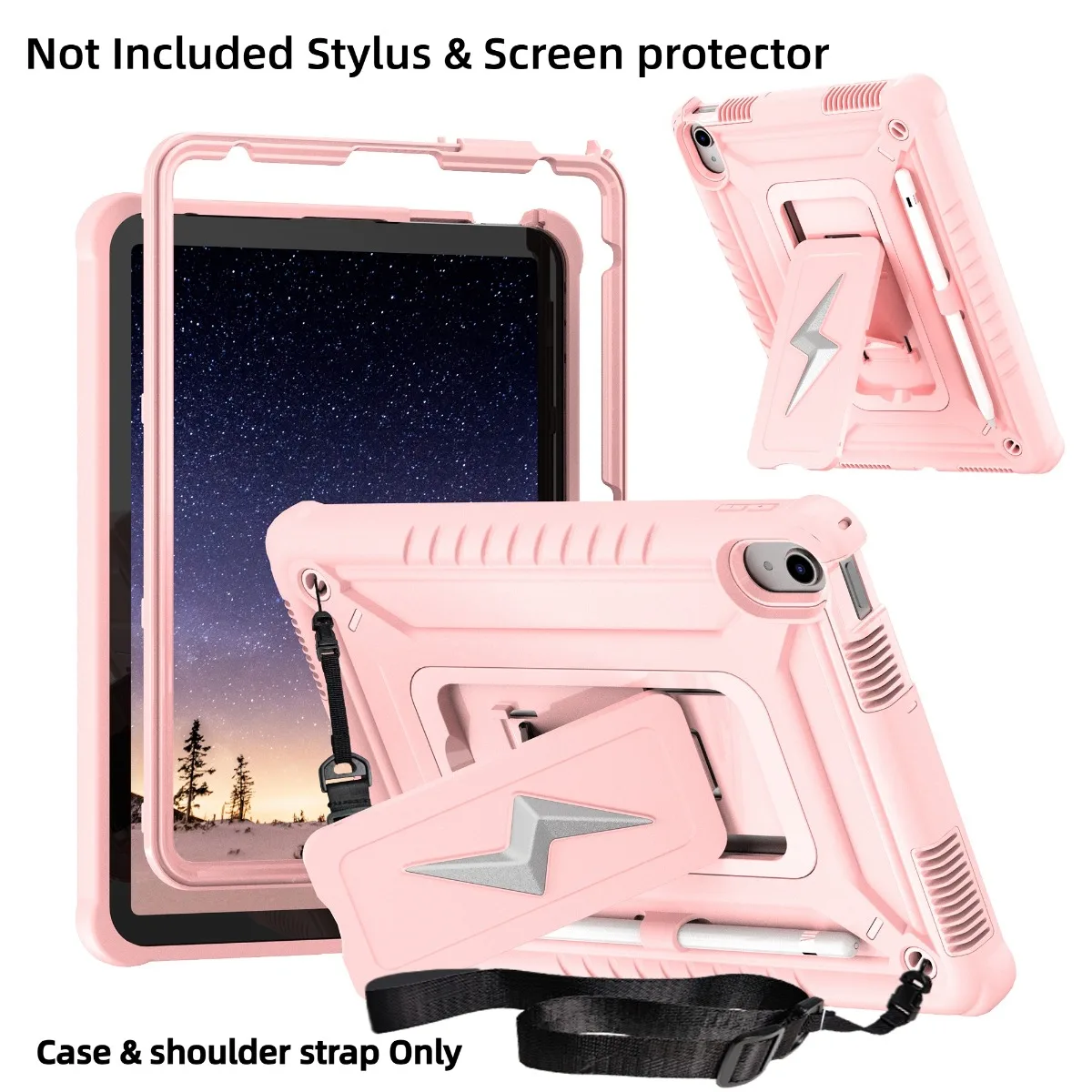 Étui pour tablette iPad 9.7/10.2/10th/11th, antichoc et résistant aux chutes, avec découpes précises, avec support et bandoulière