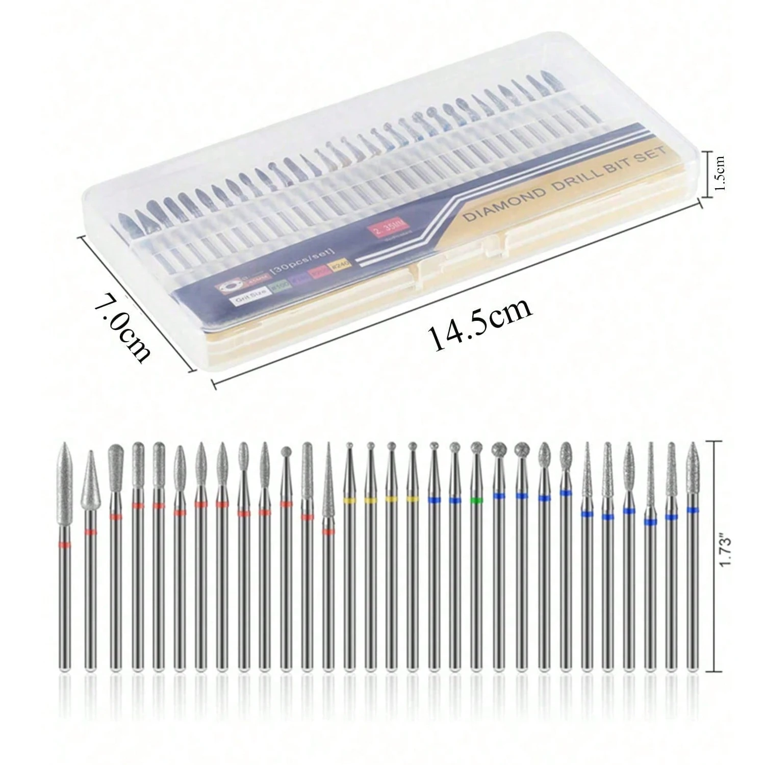 Professional Safety Diamond Nail Drill Bit Set, 3/32 inch Carbide Cuticle Bits for Electric Manicure and Pedicure, 30 Pieces