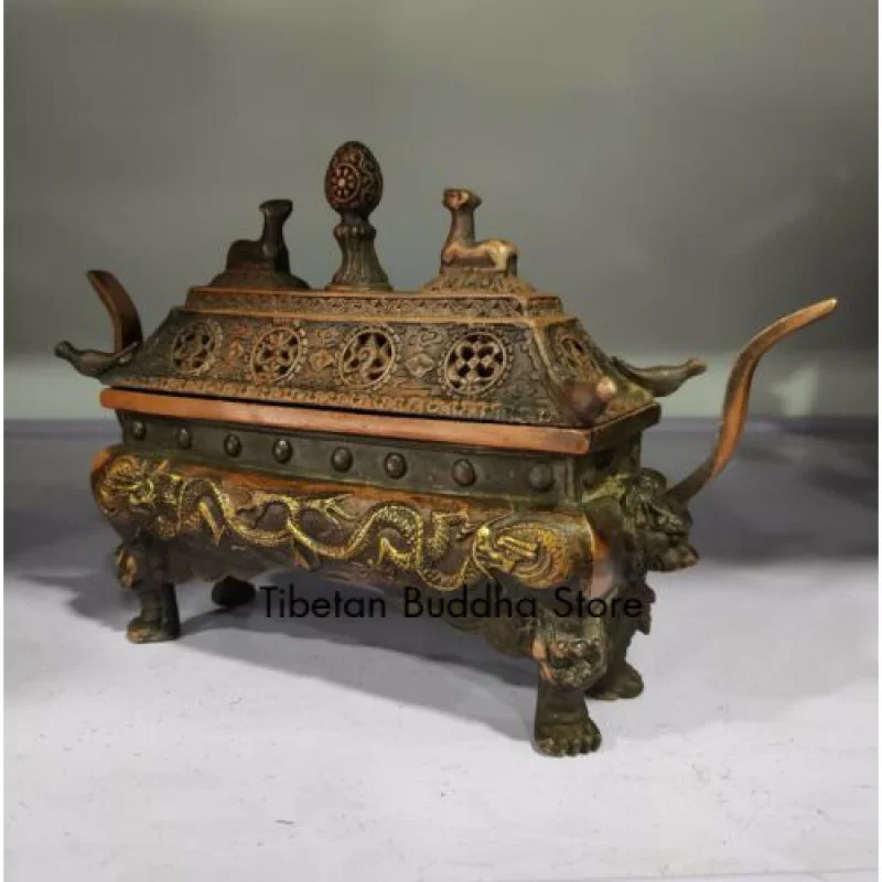 

Vintage collectable Decorated Old Handwork bronze Carved Dragon Incense Burners