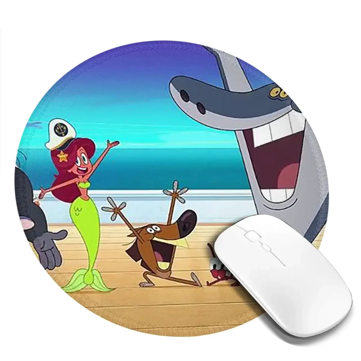 Zig & Sharko Cartoons Kid Round Mouse Pad Computer Keyboard Mouse Mat Gaming PC Desk Mat Office Accessories Table Mats