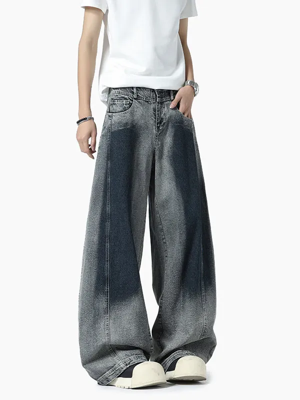 

Джинсы Clara American Retro Knife, мужские летние широкие брюки с высокой талией, обычные модные свободные прямые брюки с завышенной талией