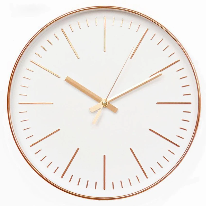 Rose Gold Wall Clock Modern Design Minimalist Clocks Round Plastic Wall Watch Living Room Home Decor Mute Quartz New Arrive