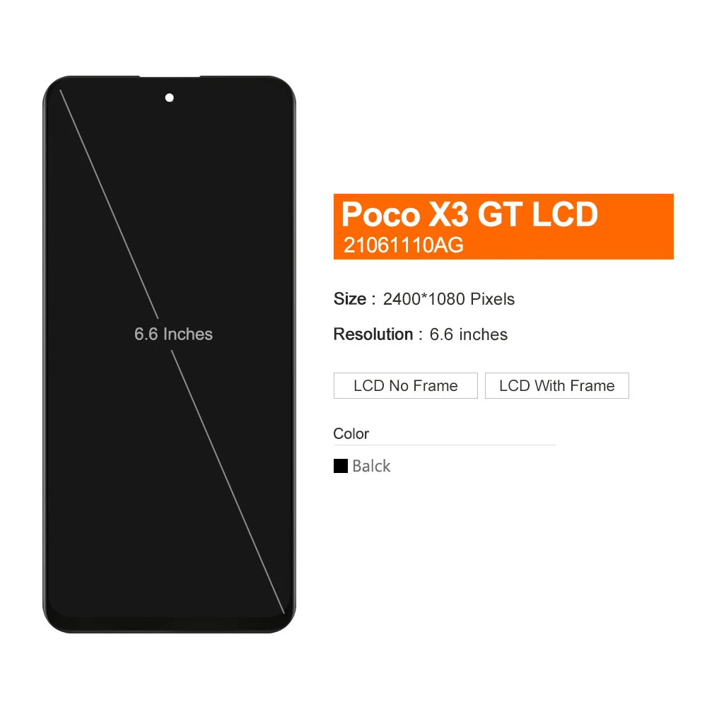 6.6\'\' For Xiaomi POCO X3 GT Display LCD Touch Screen Digitizer For POCO X3GT 21061110AG LCD Display Replacement Parts