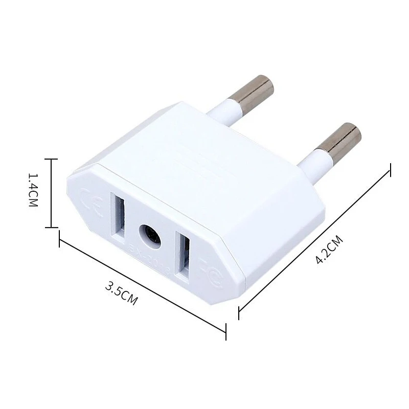 Biała czarna z nas do UE podróżna Mini Adapter wtyczka brazylia 2 Prong AC wtyczka elektryczna 4.0MM 6A 2Pin gniazdo adaptera 125V 250V