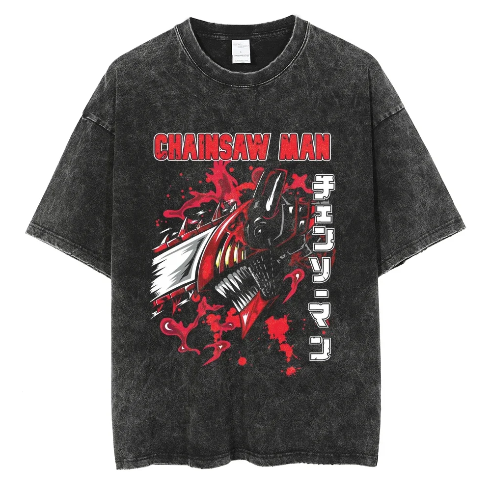 

Fashion Vintage Anime Graphic Print Oversize T-Shirt Hip Hop Men Washed Tshirt Summer Streetwear Harajuku Cotton Tee