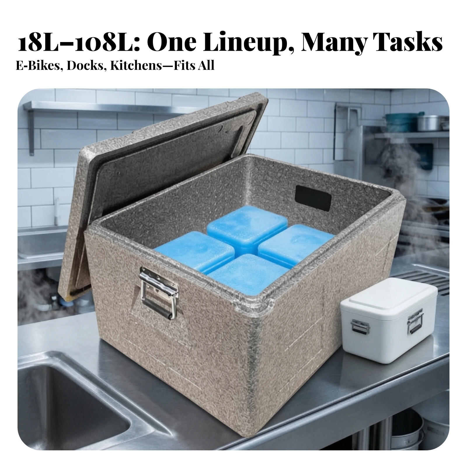 Expanded Polypropylene Cooler Box with Lid Portable Insulated Food Storage Box Container Heavy-Duty Cooling for Caterers