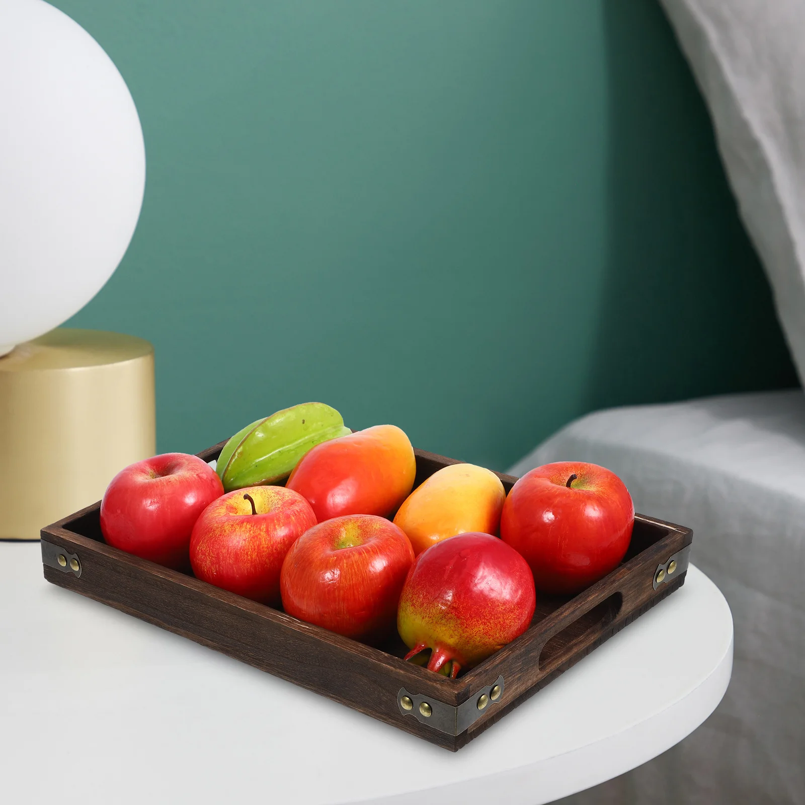 

Rectangular Wooden Food Serving Tray Double Handle for Snack Storage Tea Cup Serving Decorative Tray Wooden Fruit Holder
