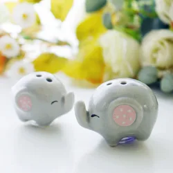 Ceramic Elephant Salt And Pepper Shaker Cartoon Spice Container Wedding Party Favor Tabletop Animal Decoration Spice Jar