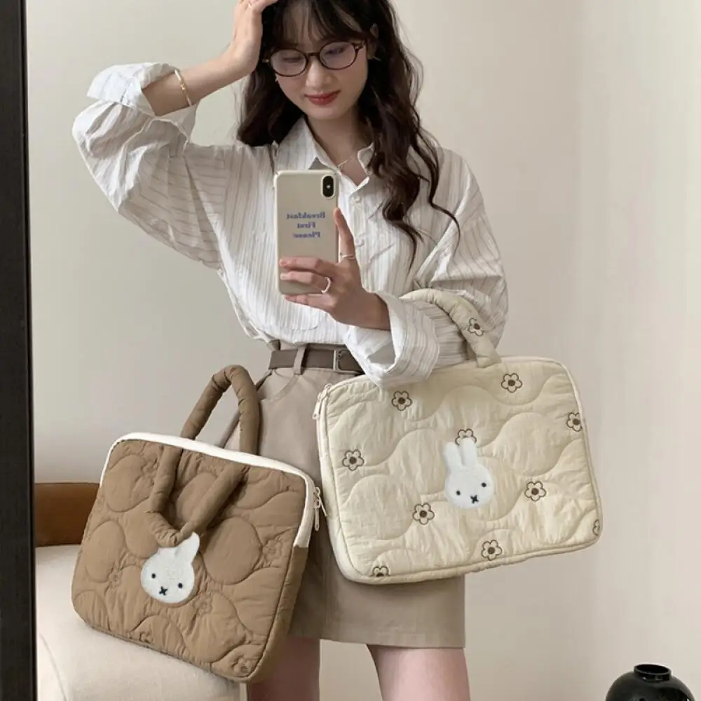 

Miffy Embroidered Flower Hand-Held Laptop Bag Tablet Storage Bag Cartoon Fashion Cute Gift Trend