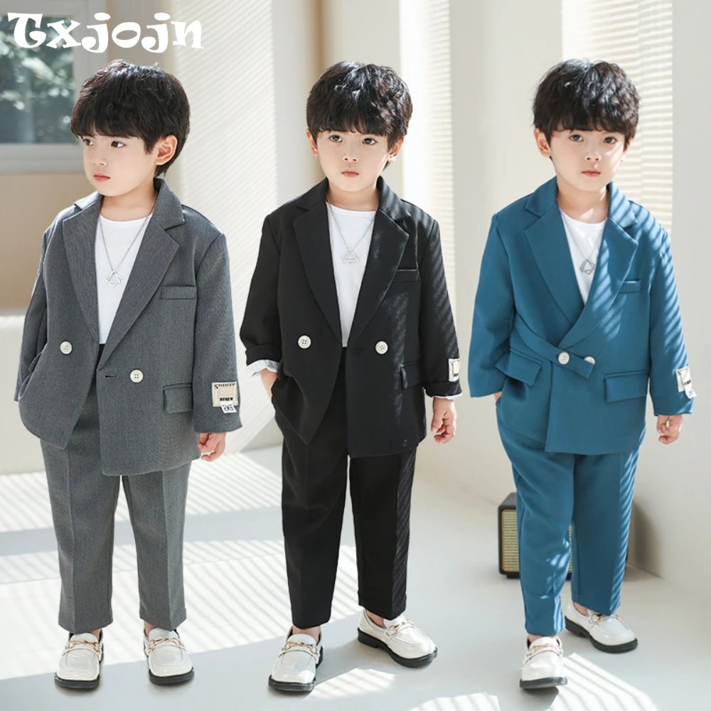 Txjojn Handsome Kids Casual Suits 3 Pieces Stage Performance Wear,Spring Autumn Boys Suit Set Holiday Outfit 80-150cm