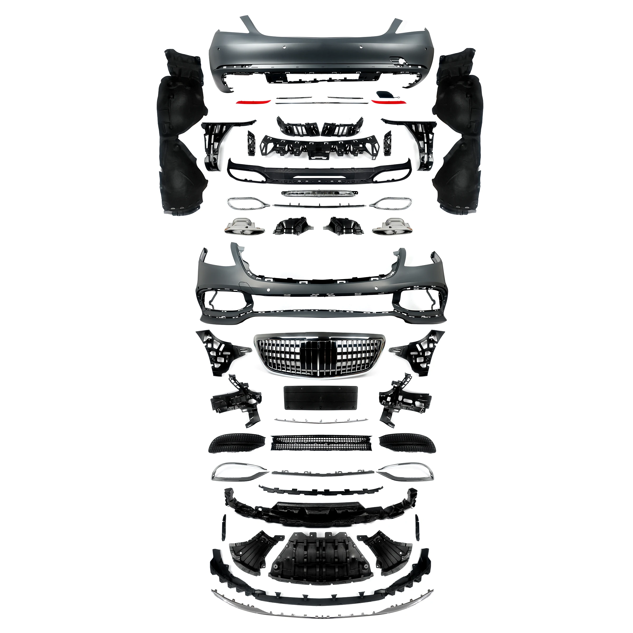 

Magickit для Mercedes Benz S-класса W222 2018-2021 гг., комплект бампера для подтяжки лица, обновленный комплект в стиле Maybach, настоящий передний бампер