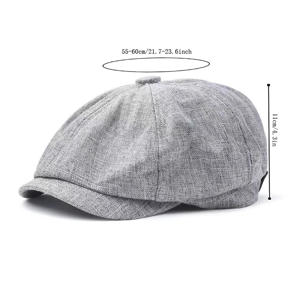 Men\'s Fake Linen Flat Cap Gatsby Newsboy Hats Vintage Summer Thin Breathable Lvy Irish Hats Driving Cabbie Hunting Cap Solid Hat