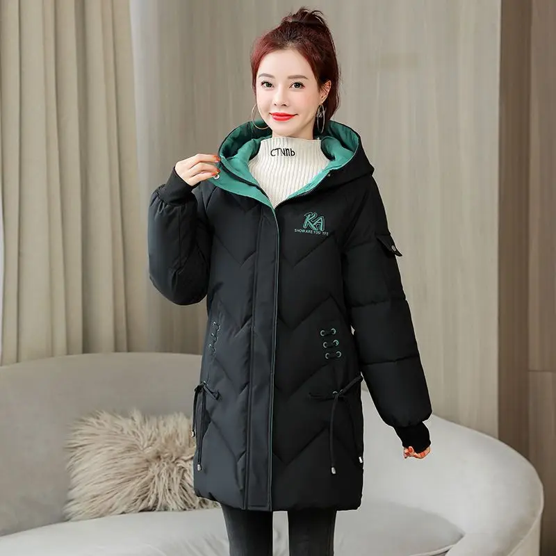 

2023new Winter Style Cotton Jacket Cotton Padded Coat Woman Medium Style Down Jacket Loose Padded Oversized Coat