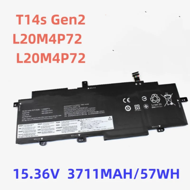 3711mAh L20M4P72 High-Quality Laptop Battery for Lenovo ThinkPad T14s Gen 2 2021 L20D4P72 L20L4P72 L20C4P72 SB10W51914 5B10W5