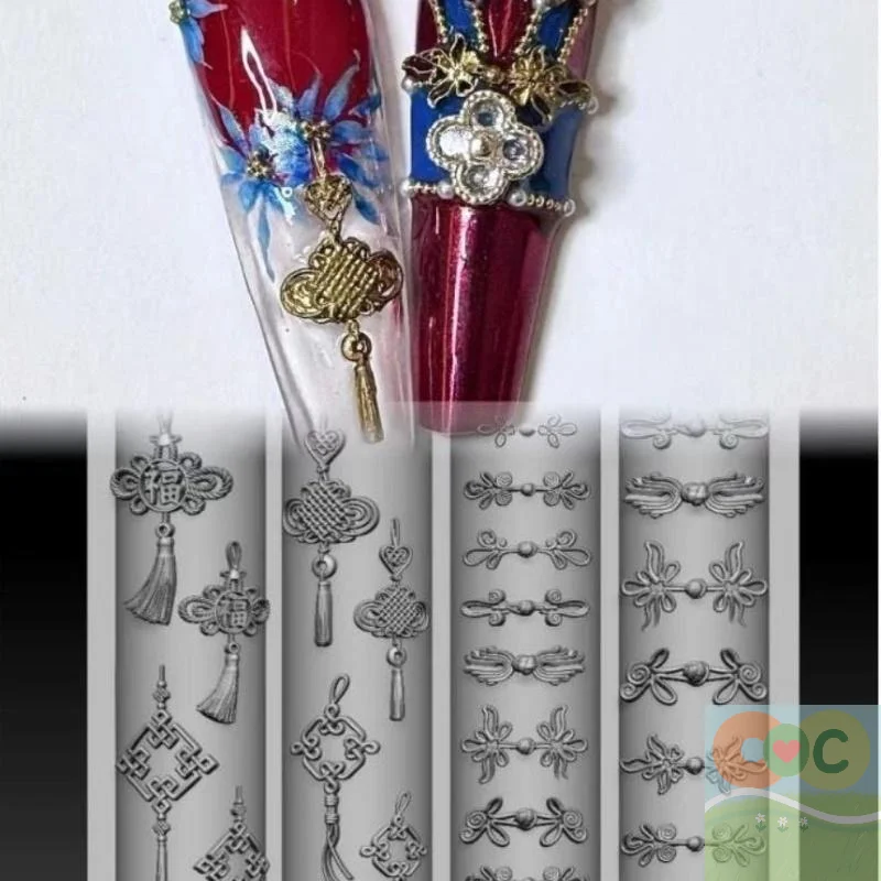 DIY Maniküre Nagel Vorlagen: 3D Schmetterling Blume Silikonform, Süße Schleife Perlenkette Designwerkzeuge