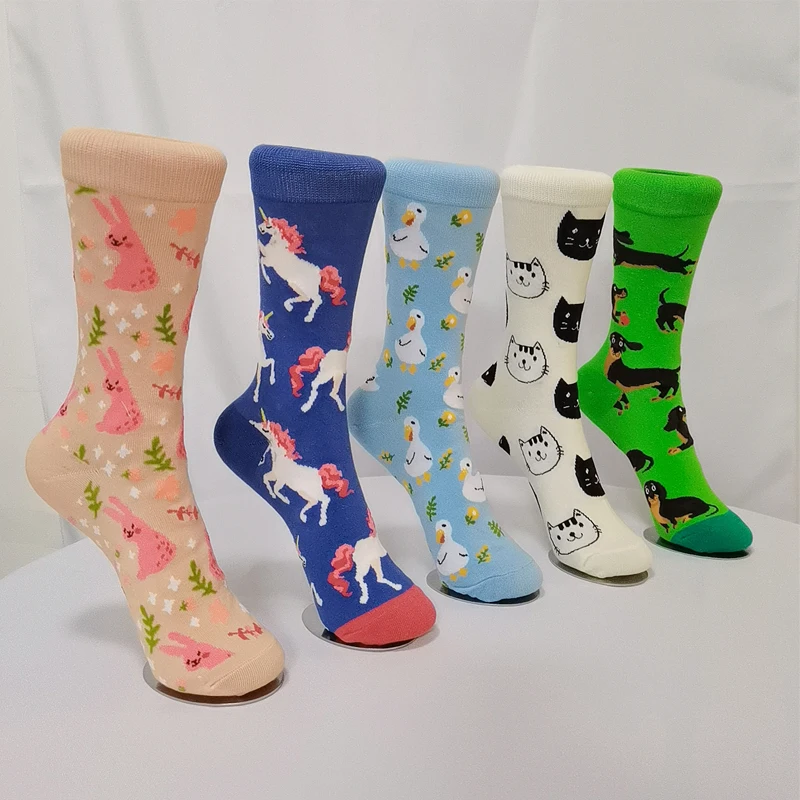 High Quality Hot Selling Cute Stocking Kawaii Cartoon Animal Fox Dog Cat Bear Squirrel Rabbit Art Socks Fashion Funny Women Sock