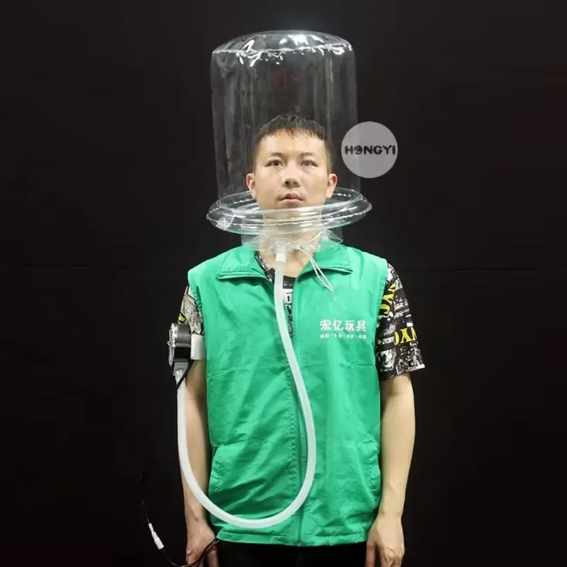 Transparent PVC Inflatable Hood Dustproof Anti Fog Breathing Helmet System Full Face Air Protection Cover for Safety Work