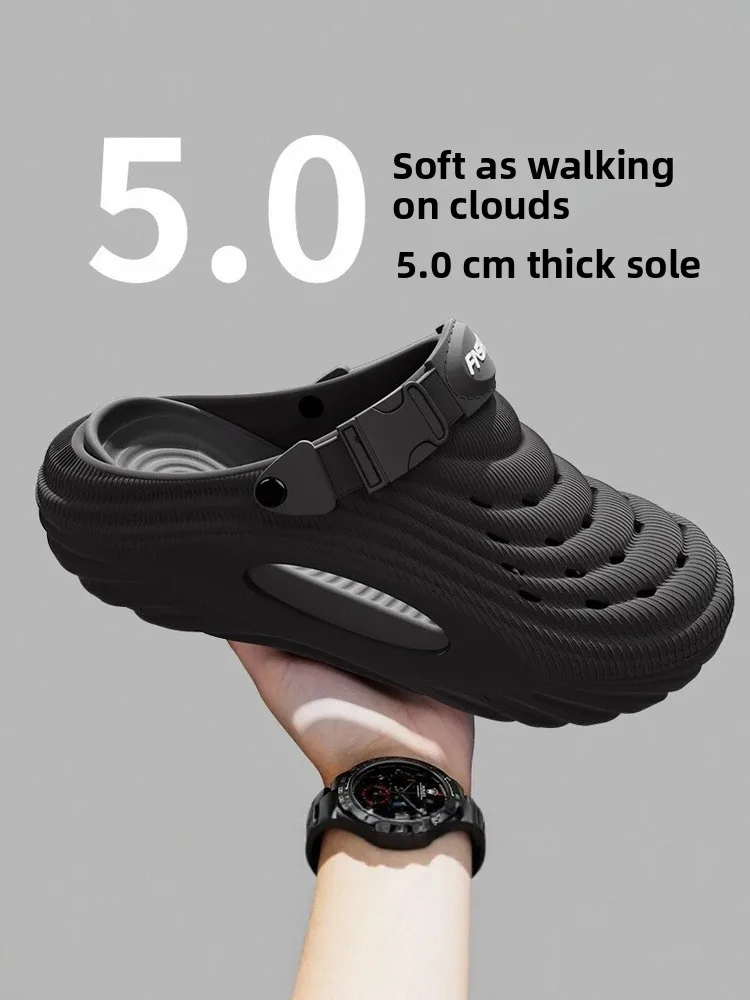 Flowllorss Men's Summer Thick Bottom Sandals Breathable Slip-On Driving Beach Shoes Anti-Slip Large Size 45 Slip-On Sandals