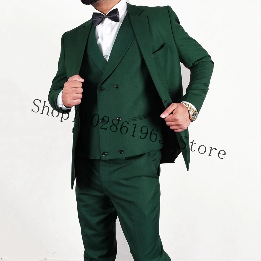 

Tailor Made Slim Fit Men Suits For Wedding 3 Pieces Formal Groomsmen Wedding Tuxedos Blazer+Vest+Pants Costume Homme Mariage