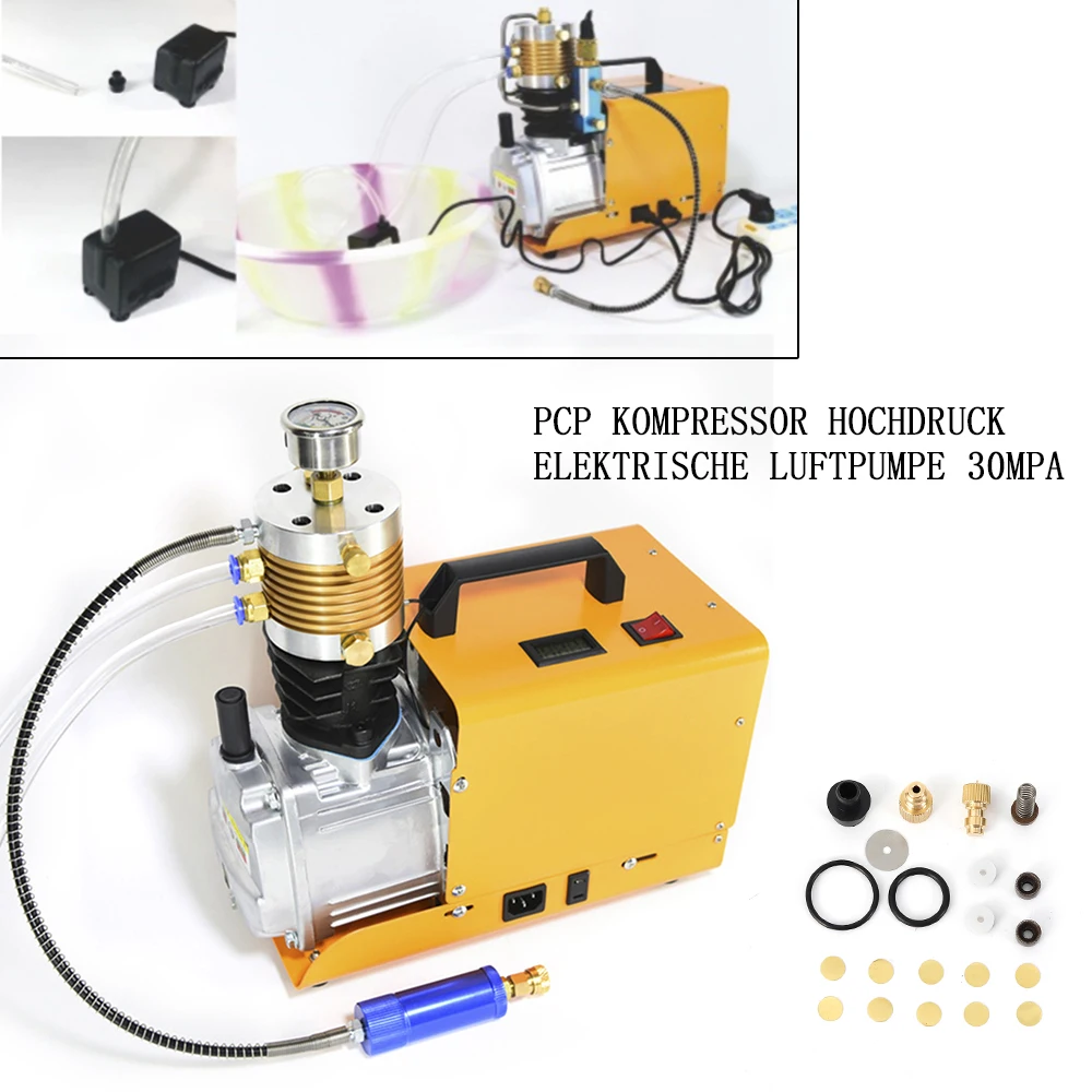 30MPa/4500PSI elektryczny, wysoki ciśnieniowa pompa powietrza elektryczna PCP sprężarka powietrza 300bar 1800W 220V