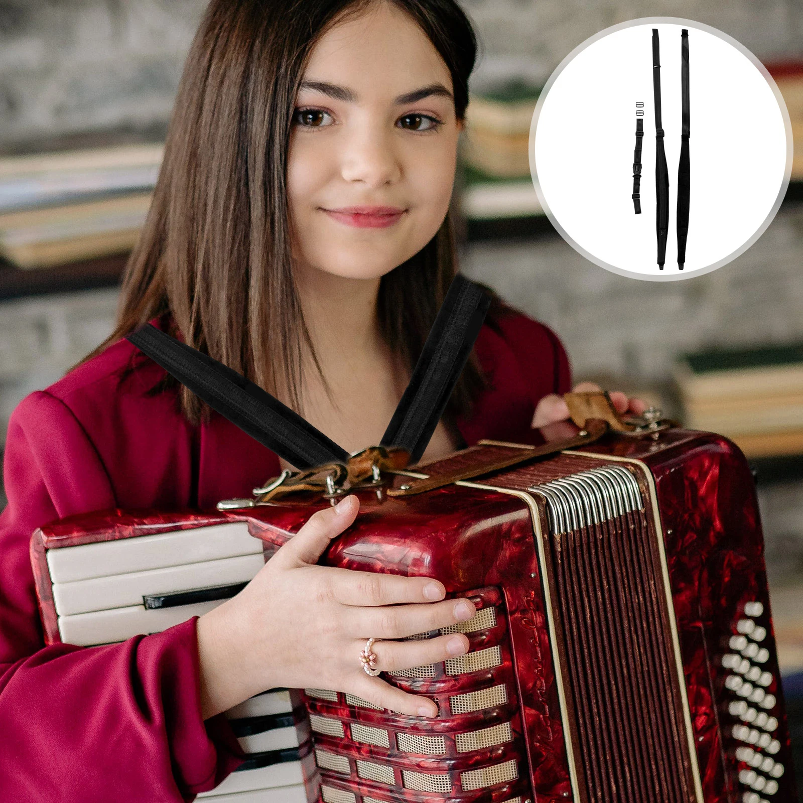 

Adjustable Accordion Harness Strap Shoulder Strap Durable Load Bearing Easy Install Instrument Accessory Accordion Straps