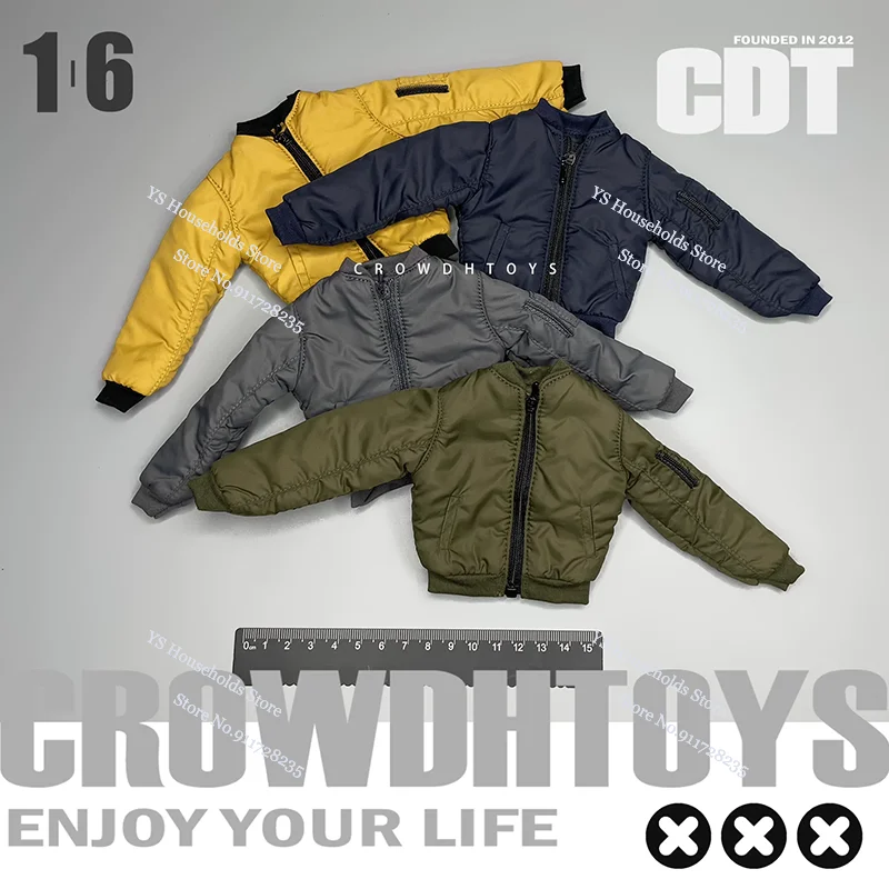 CROW DH TOYS Trendy 1/6 Man Soldier Fashion Leather Coat Flight Jacket Top Clothes Accessory for 12inch Action Figure Body