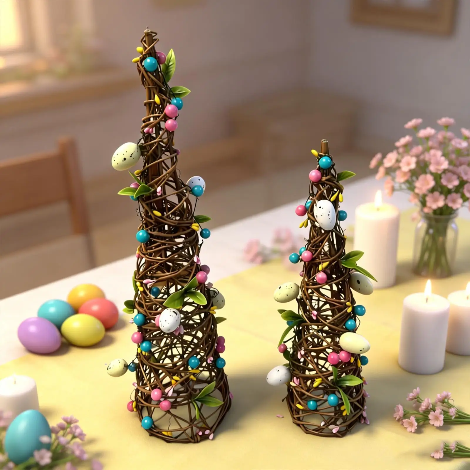

Пасхальный декор для стола: разноцветные яичные украшения для многоярусных подносов и декора рабочего стола
