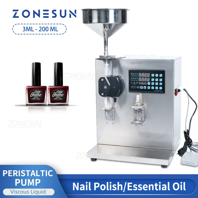 ZONESUN Viscous Liquid Filling Machine Electric Semi-auto Nail Polish Filler Honey Pigment Paste Vial Bottle Packaging ZS-NP1