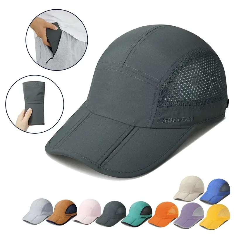 

GADIEMKENSD Quick-Drying Foldable Portable Baseball Caps For Men Summer Sea Wave Embroidery Unisex Sport Sun Hats Snapback Cap