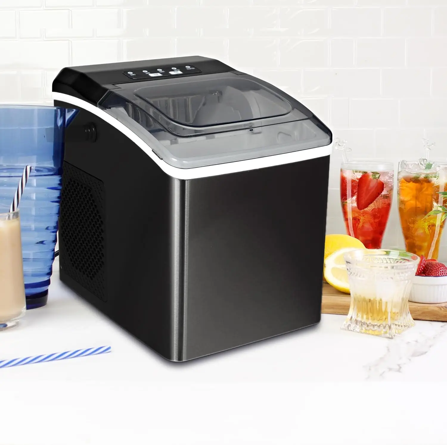 Koolatron Countertop IceMachine |Portable Ice Maker |26Lbs/24Hrs |9 IceCubes Ready in 6 Mins |2 Sizes of Ice Pellets |Ice