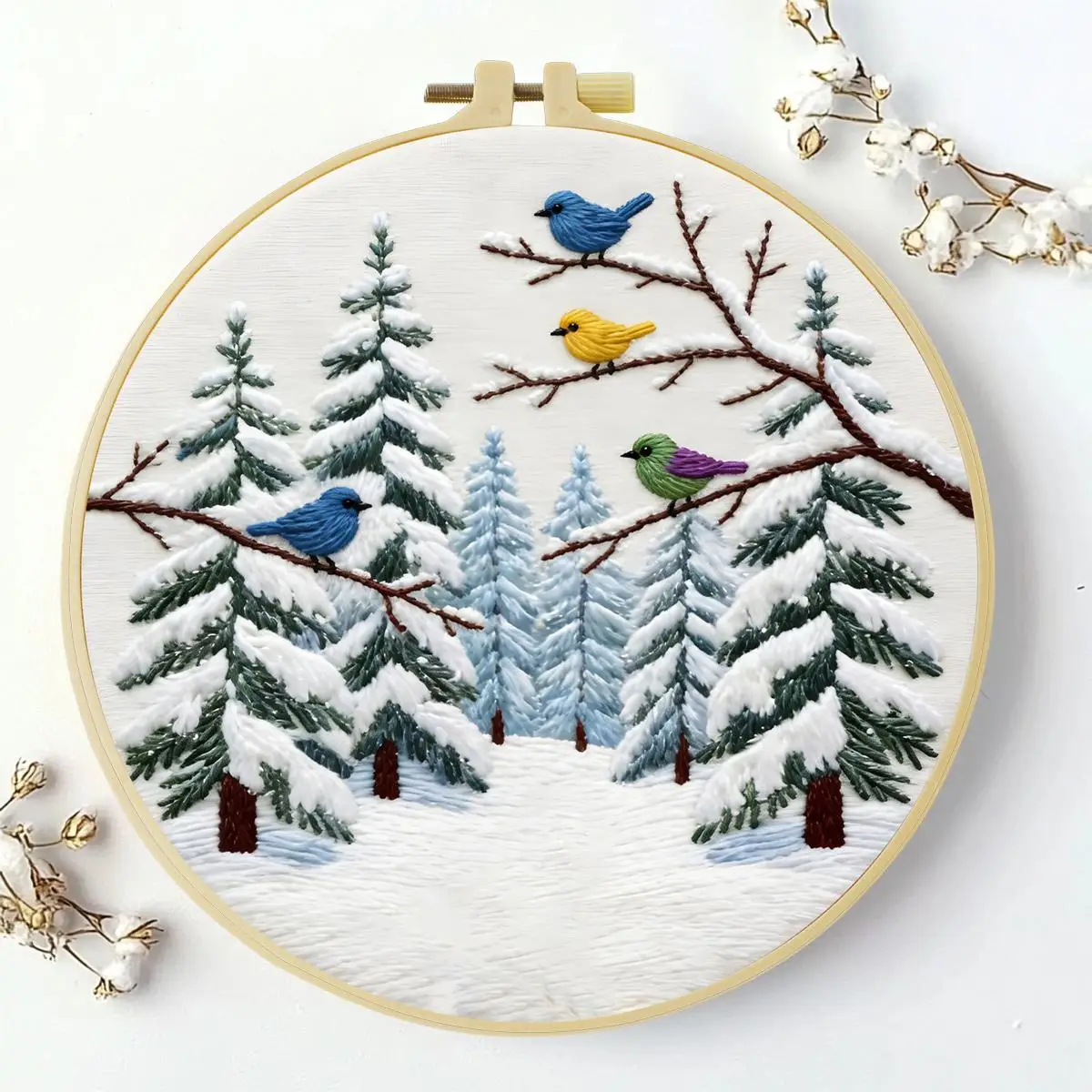 1 Stück 20X20CM/15X15CM 7,87/6,3 Zoll Stickerei-Starter-Kit „Schneeberge“ DIY-Kit DIY-Stickerei-Set Handarbeiten Nadelkunst – Detail 1