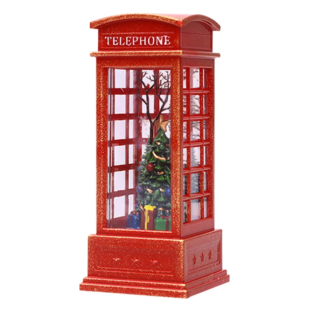 

LED Flame Lamp Christmas Telephone Booth Night Light Decorative Lamp Vintage Style Home Decoration Christmas Party Supplies