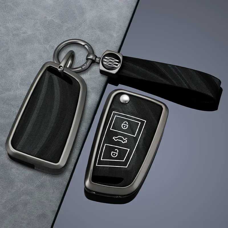 

Metal + Leather Car Key Case Cover For VW Volkswagen Golf 7 MK7 Tiguan MK2 For SEAT Ateca Leon FR 2 Ibiza For Skoda Octavia A7