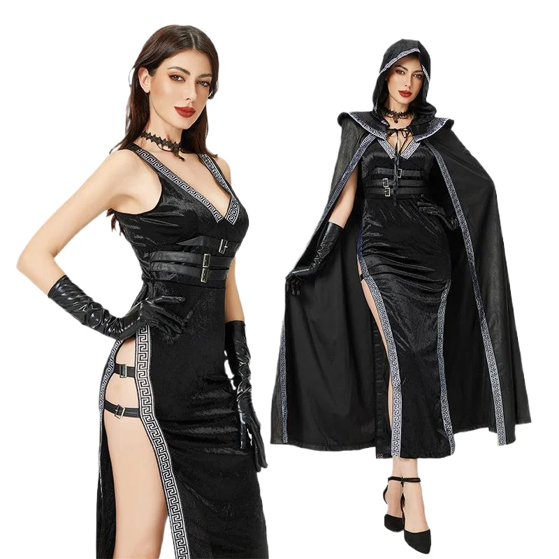 

Halloween Fashion Sexy Witch Costume Dark Gothic Hot Girl Dress Slim Robe Carnival Party Stage Drama Cosplay Performance Costume